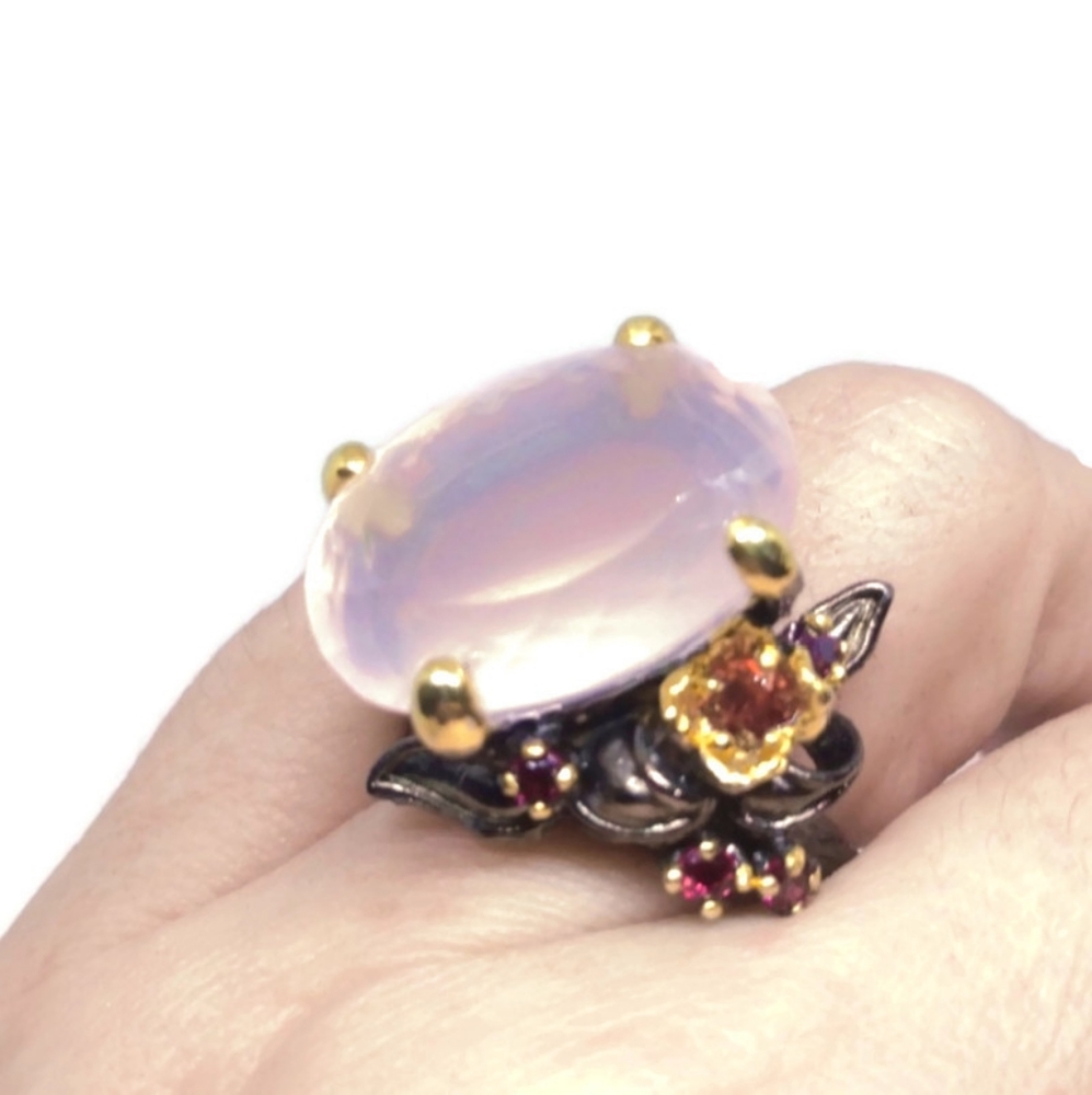 Blush Rose Quartz Sterling Silver Ring
